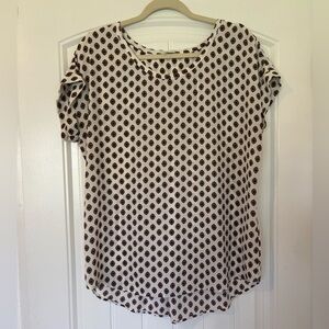 Pleione Black and White Patterned Blouse Size M